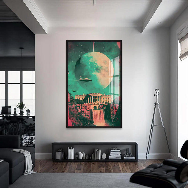 Beyaz Saray Cam Tablo – Siyah Çerçeveli Cam Tablo