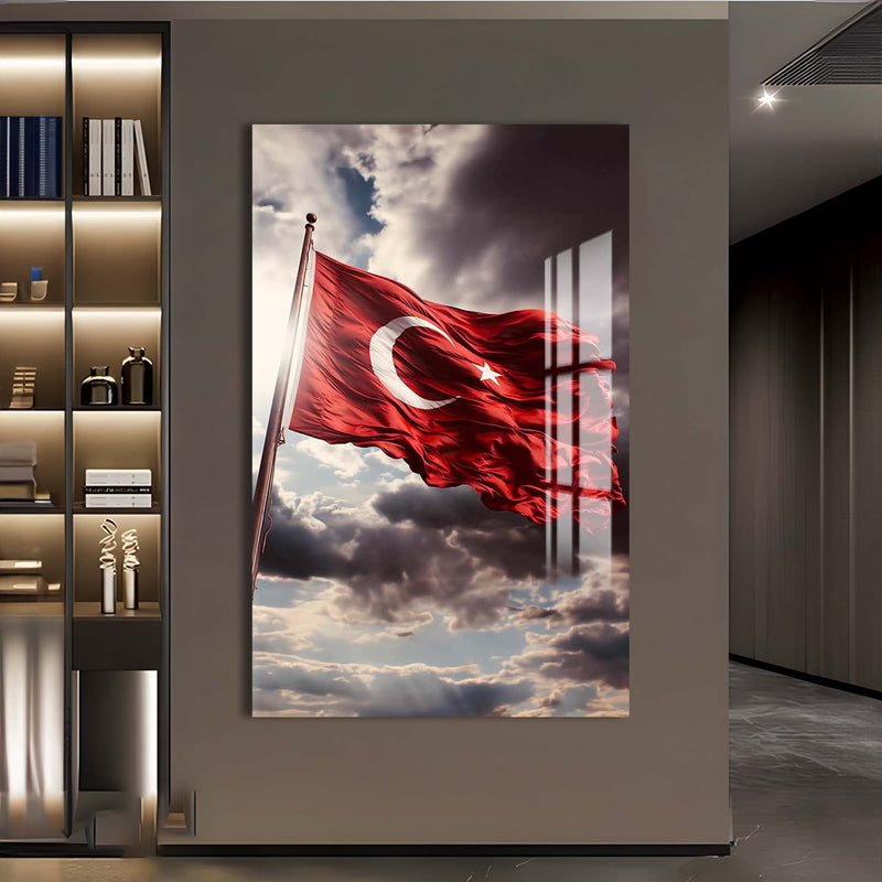 Türk Bayrağı Göklerde Cam Tablo – Cam Tablo