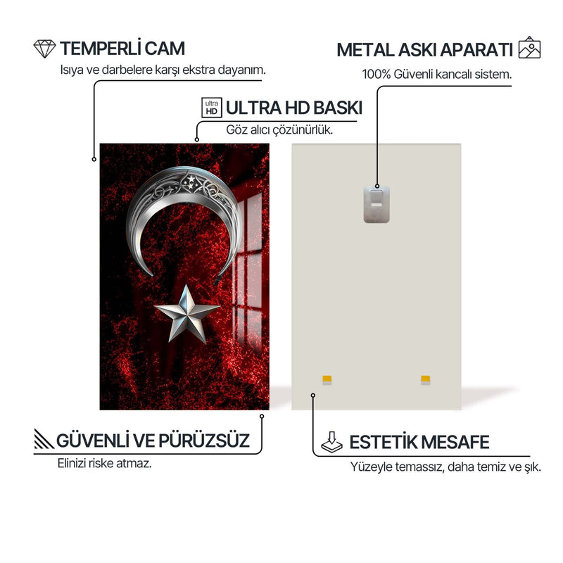 Dikey Türk Bayrağı Cam Tablo – Cam Tablo
