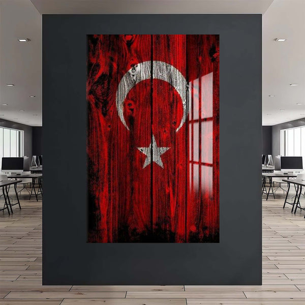 Türk Bayrağı Cam Tablo