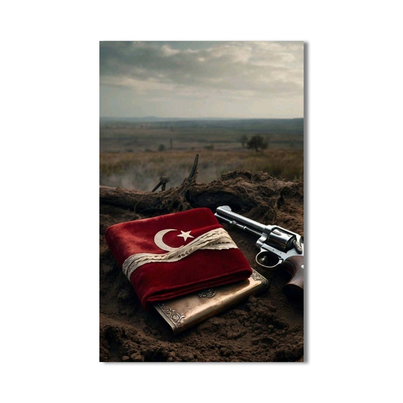 Türk Bayrağı Ve Silah Cam Tablo – Cam Tablo
