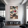 Türk Bayrağı Cam Tablo – Beyaz Çerçeveli Cam Tablo
