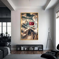 Türk Bayrağı Cam Tablo – Altın Çerçeveli Cam Tablo