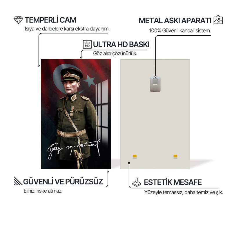 Üniformalı Atatürk Cam Tablo – Cam Tablo