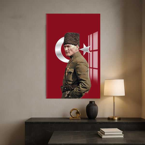 Şanlı Komutan Atatürk Cam Tablo