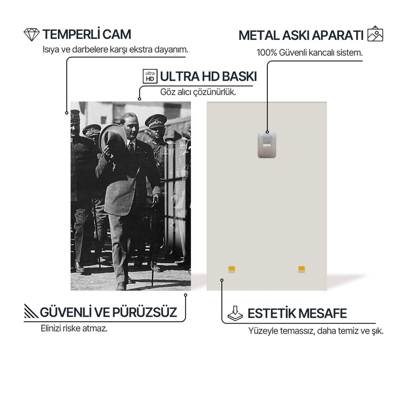 Şapkasıyla Atatürk Cam Tablo – Cam Tablo