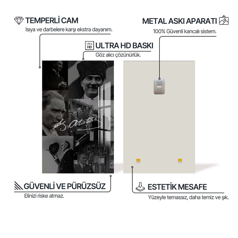 Atatürk Derlemesi Cam Tablo – Cam Tablo