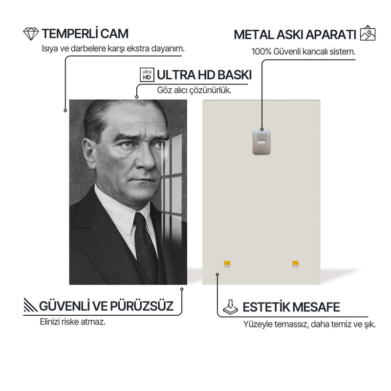 Yakın Plan Atatürk Cam Tablo – Cam Tablo