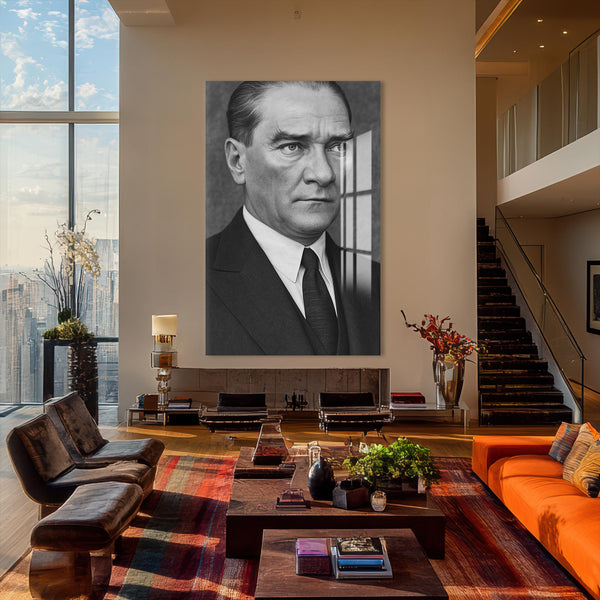 Yakın Plan Atatürk Cam Tablo