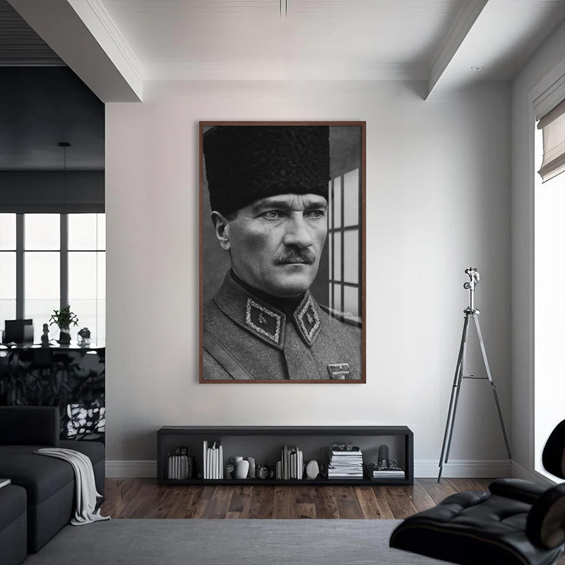Atatürk Cam Tablo – Ceviz Çerçeveli Cam Tablo