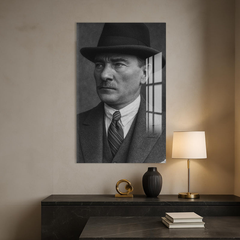 Fötr Şapkalı Atatürk Cam Tablo – Cam Tablo