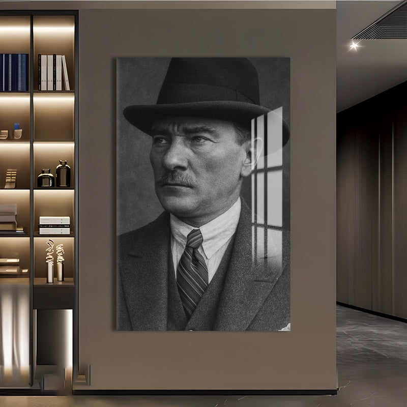 Fötr Şapkalı Atatürk Cam Tablo – Cam Tablo