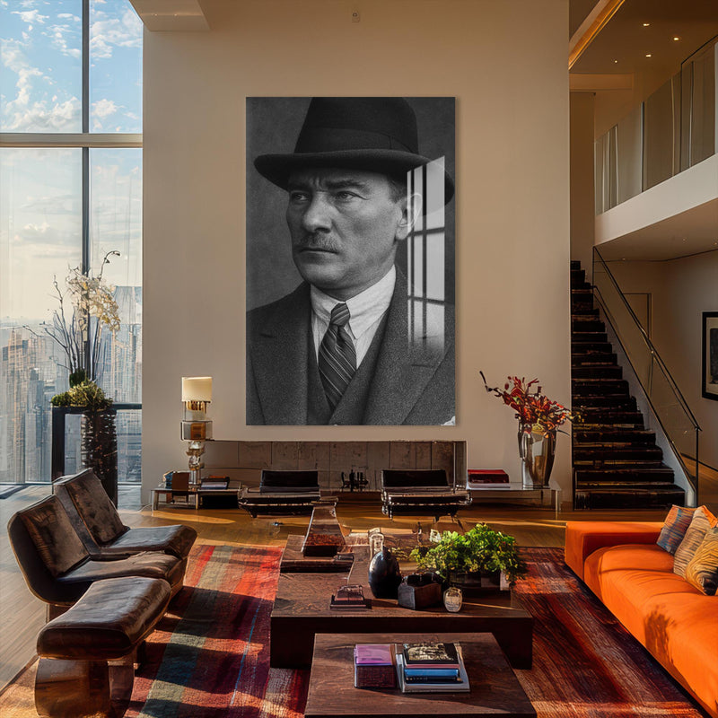 Fötr Şapkalı Atatürk Cam Tablo – Cam Tablo