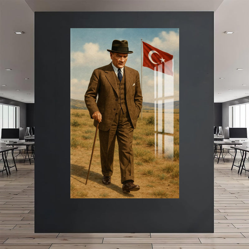 Türk Bayraklı Atatürk Cam Tablo – Cam Tablo