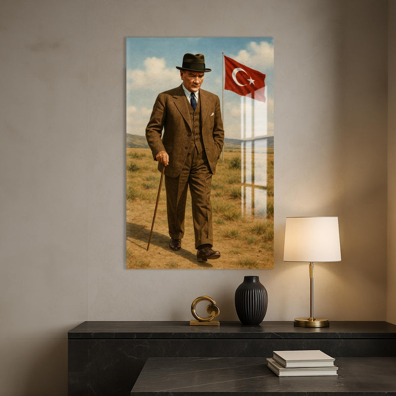 Türk Bayraklı Atatürk Cam Tablo – Cam Tablo