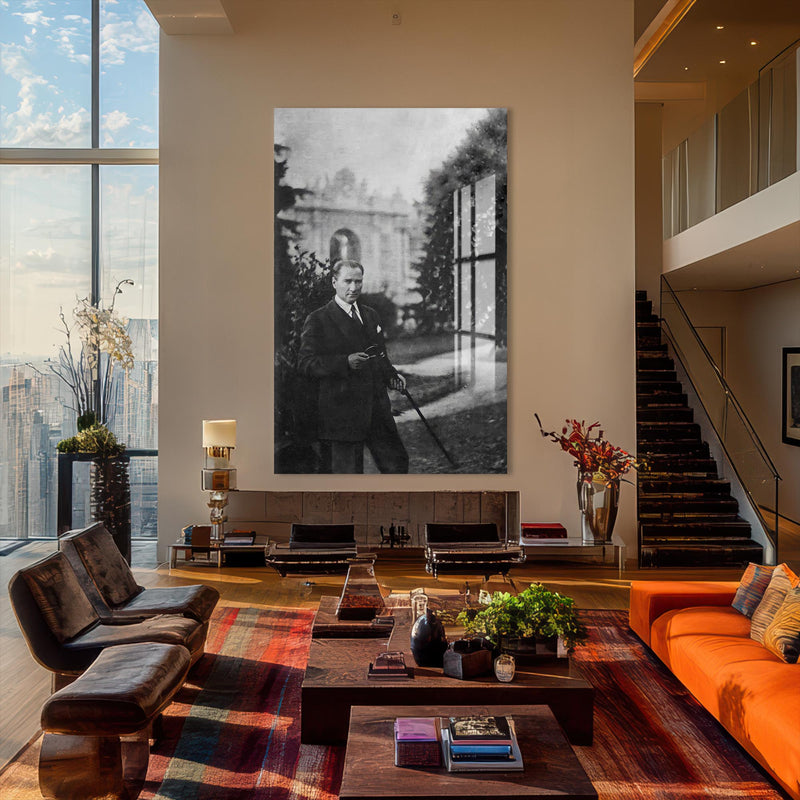 Bastonlu Atatürk Cam Tablo – Cam Tablo