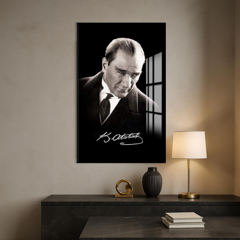 İmzalı Atatürk Cam Tablo – Cam Tablo