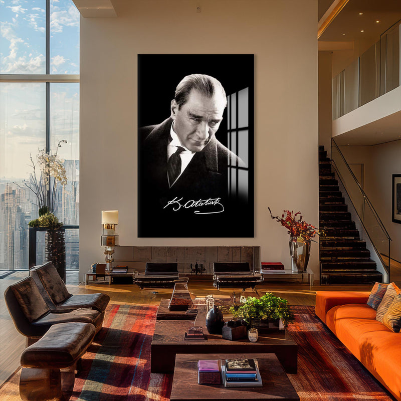 İmzalı Atatürk Cam Tablo – Cam Tablo
