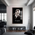 İmzalı Atatürk Cam Tablo – Ceviz Çerçeveli Cam Tablo