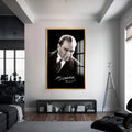 İmzalı Atatürk Cam Tablo – Altın Çerçeveli Cam Tablo