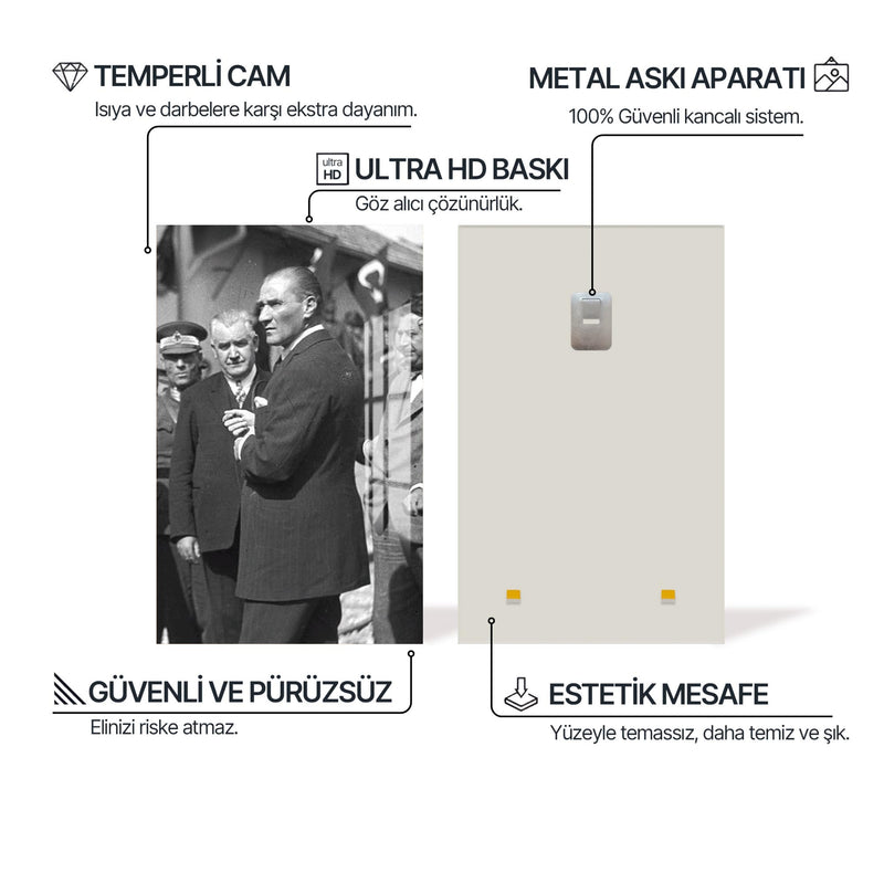 Kalabalık Önünde Atatürk Cam Tablo – Cam Tablo