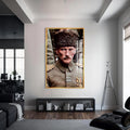 Askerî Atatürk Cam Tablo – Altın Çerçeveli Cam Tablo