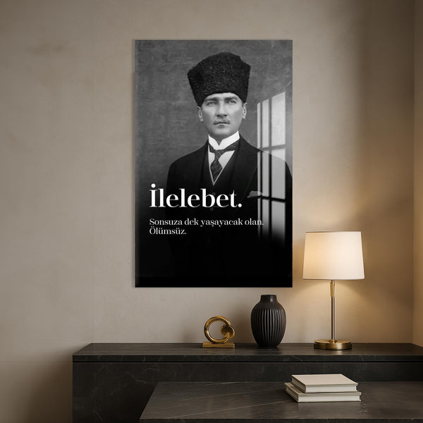 Atatürk İlelebet Cam Tablo
