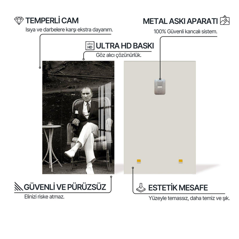 Bahçede Atatürk Cam Tablo – Cam Tablo