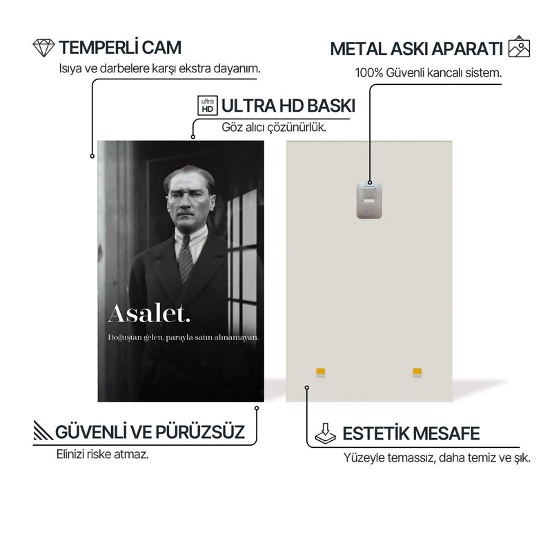 Atatürk Asalet Cam Tablo – Cam Tablo