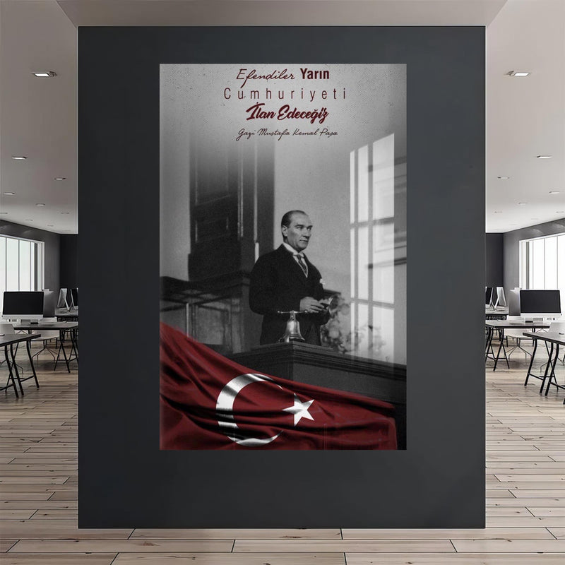 Cumhuriyet İlanı Atatürk Cam Tablo – Cam Tablo