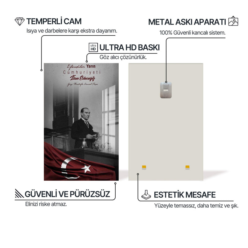 Cumhuriyet İlanı Atatürk Cam Tablo – Cam Tablo