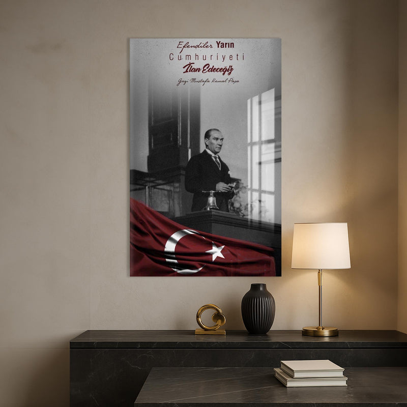 Cumhuriyet İlanı Atatürk Cam Tablo – Cam Tablo