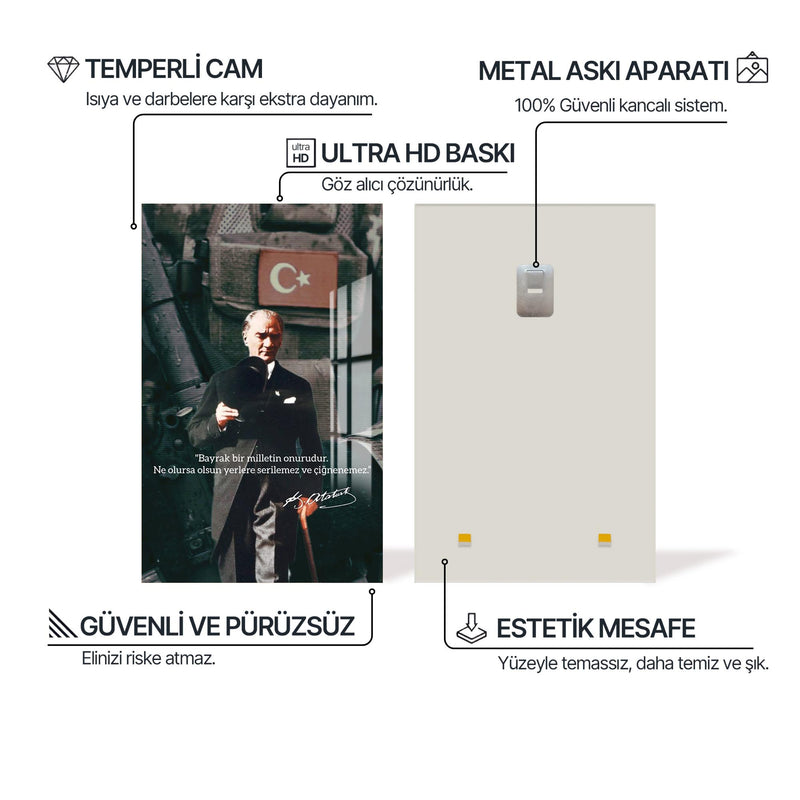 Bayrak Sözü Atatürk Cam Tablo – Cam Tablo