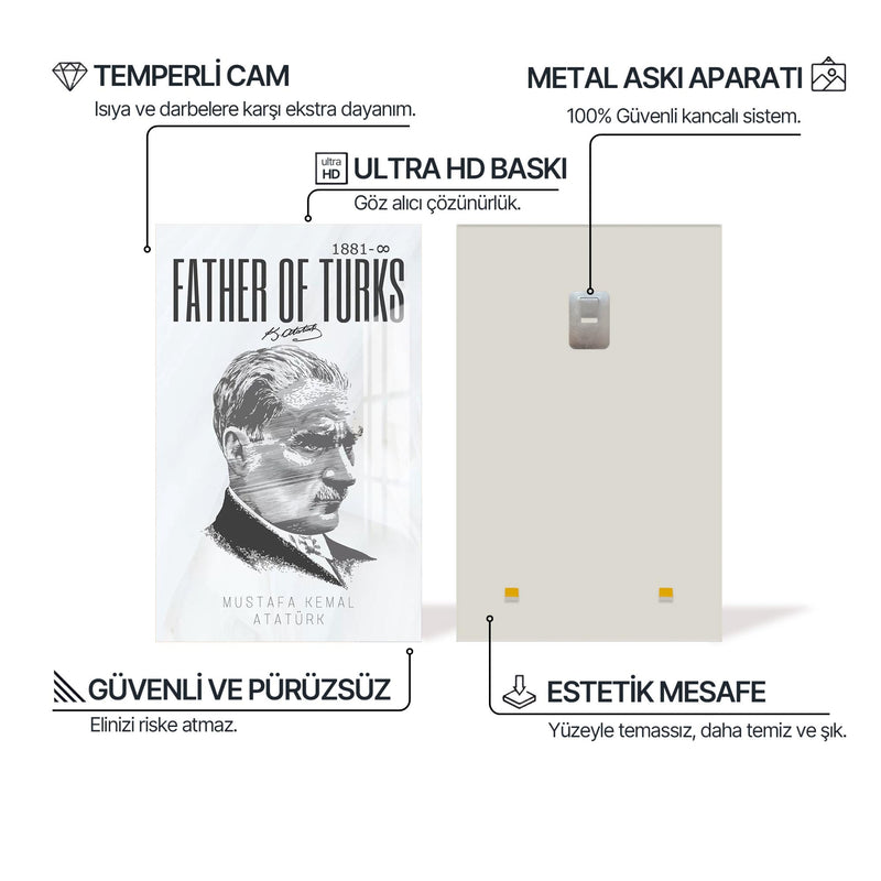 Father of Turks Atatürk Cam Tablo – Cam Tablo
