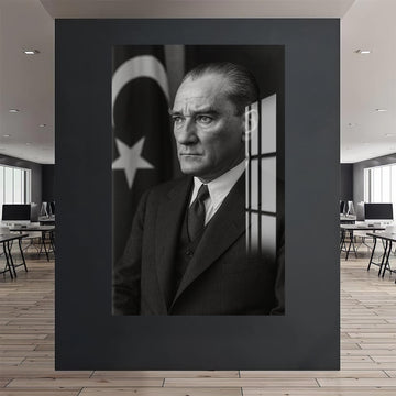 Bayrak Önü Atatürk Cam Tablo