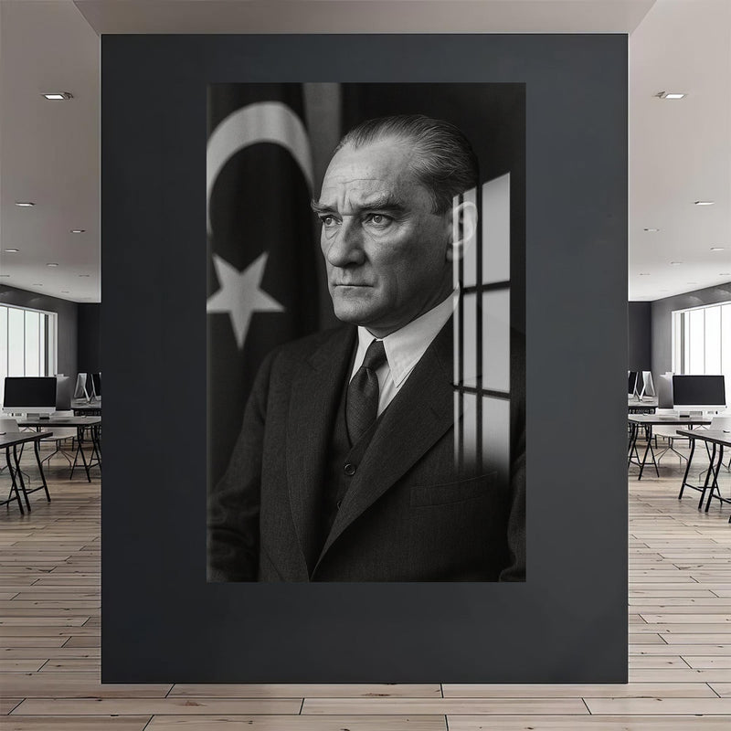 Bayrak Önü Atatürk Cam Tablo – Cam Tablo