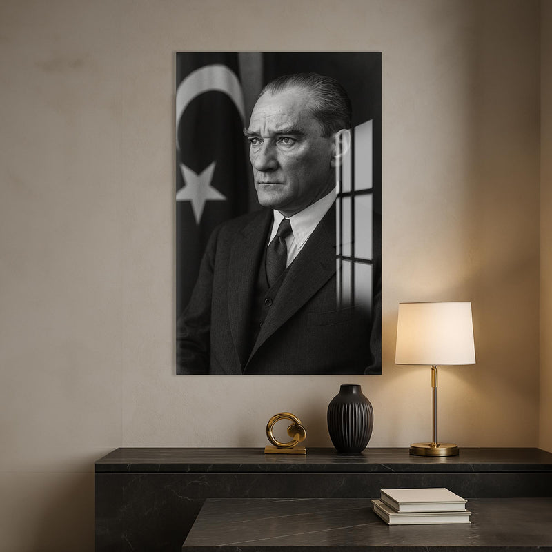 Bayrak Önü Atatürk Cam Tablo – Cam Tablo
