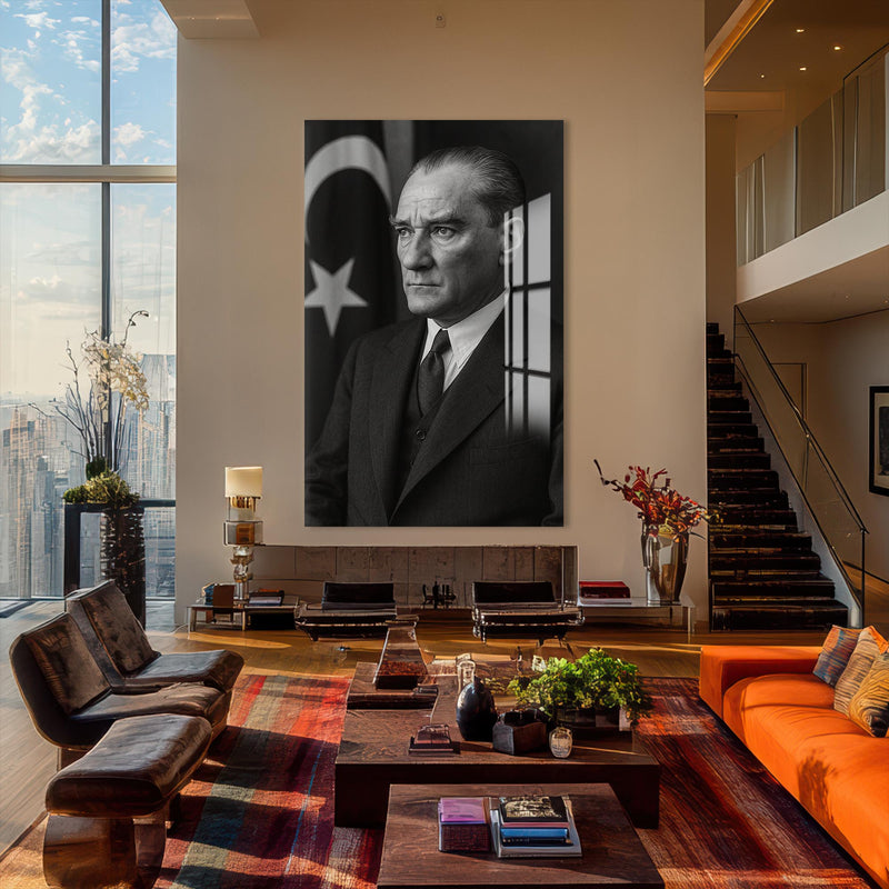 Bayrak Önü Atatürk Cam Tablo – Cam Tablo