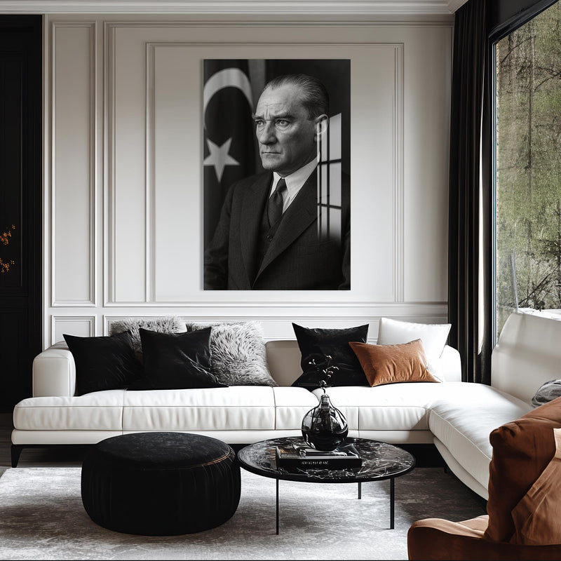 Bayrak Önü Atatürk Cam Tablo – Cam Tablo