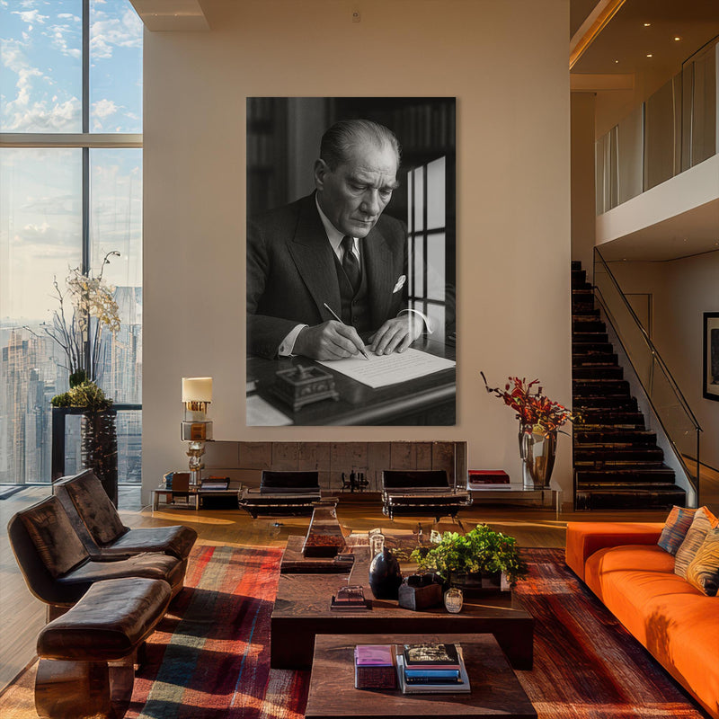 İmza Masasında Atatürk Cam Tablo – Cam Tablo