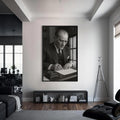 İmza Masasında Atatürk Cam Tablo – Siyah Çerçeveli Cam Tablo