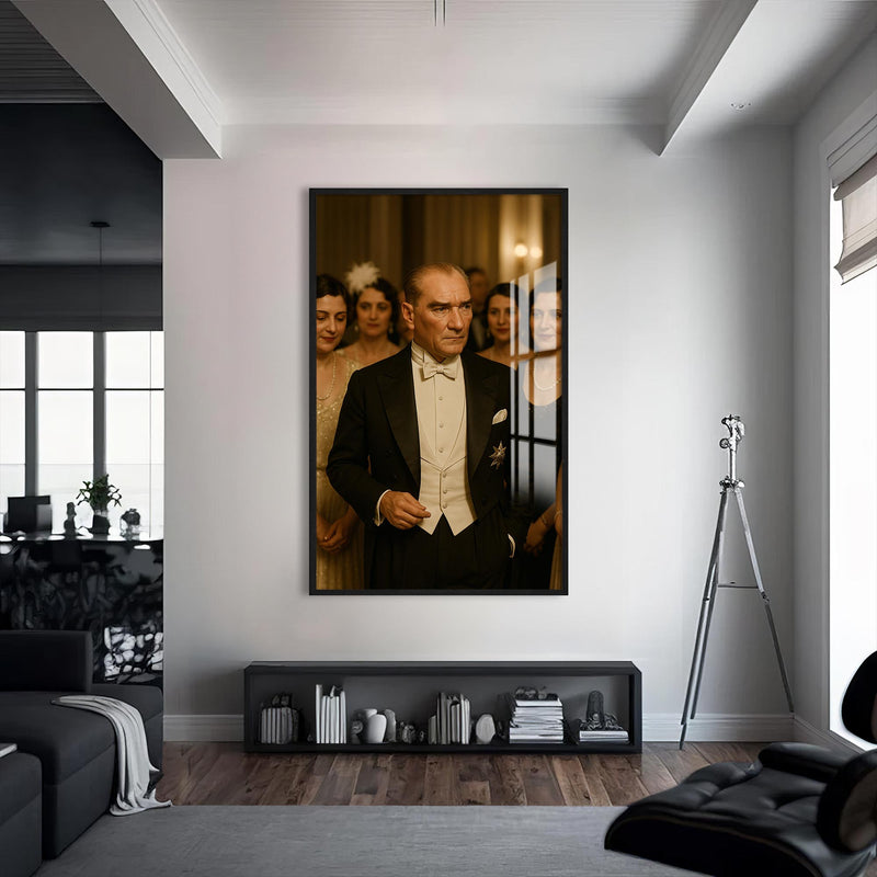 Baloda Atatürk Cam Tablo – Siyah Çerçeveli Cam Tablo