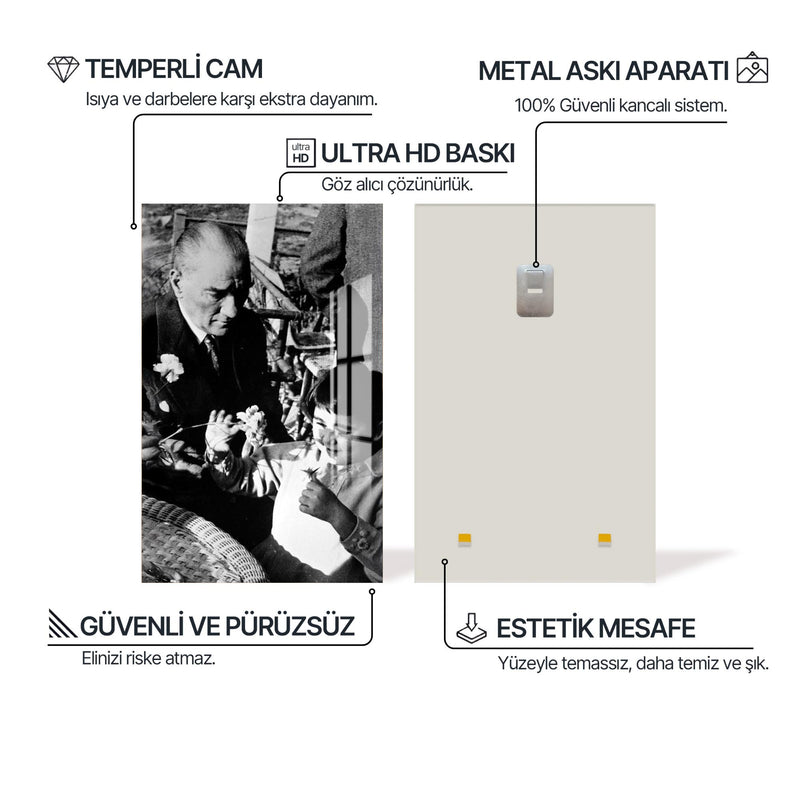 Atatürk ve Ülkü Cam Tablo – Cam Tablo