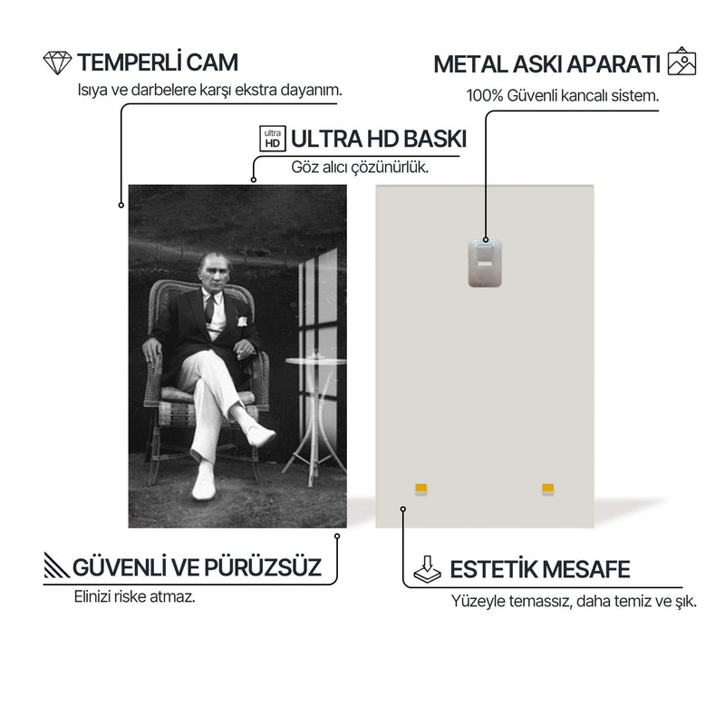 Oturan Atatürk Cam Tablo – Cam Tablo