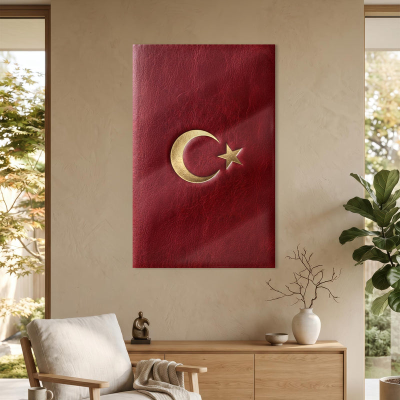 Altın Ay Yıldız Türk Bayrağı Cam Tablo – Cam Tablo