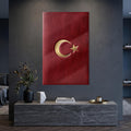 Altın Ay Yıldız Türk Bayrağı Cam Tablo – Cam Tablo