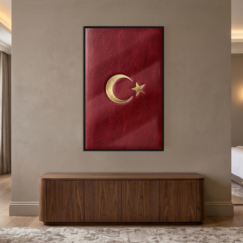 Altın Ay Yıldız Türk Bayrağı Cam Tablo – Cam Tablo
