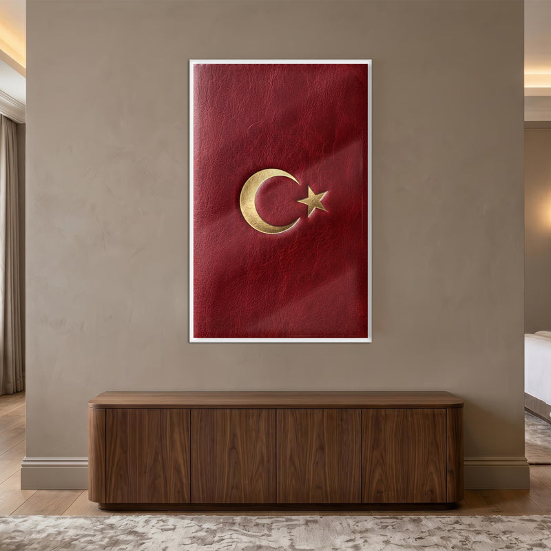 Altın Ay Yıldız Türk Bayrağı Cam Tablo – Cam Tablo