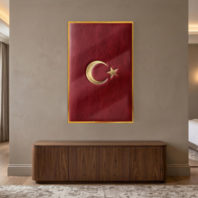 Altın Ay Yıldız Türk Bayrağı Cam Tablo – Cam Tablo