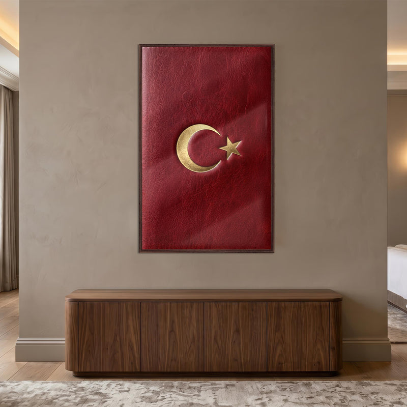 Altın Ay Yıldız Türk Bayrağı Cam Tablo – Cam Tablo